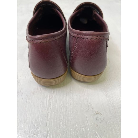 Vintage 70s Brown Cream Puffs Wedge Shoes Size 5 Slip On Oxfords Leather - Picture 9 of 10